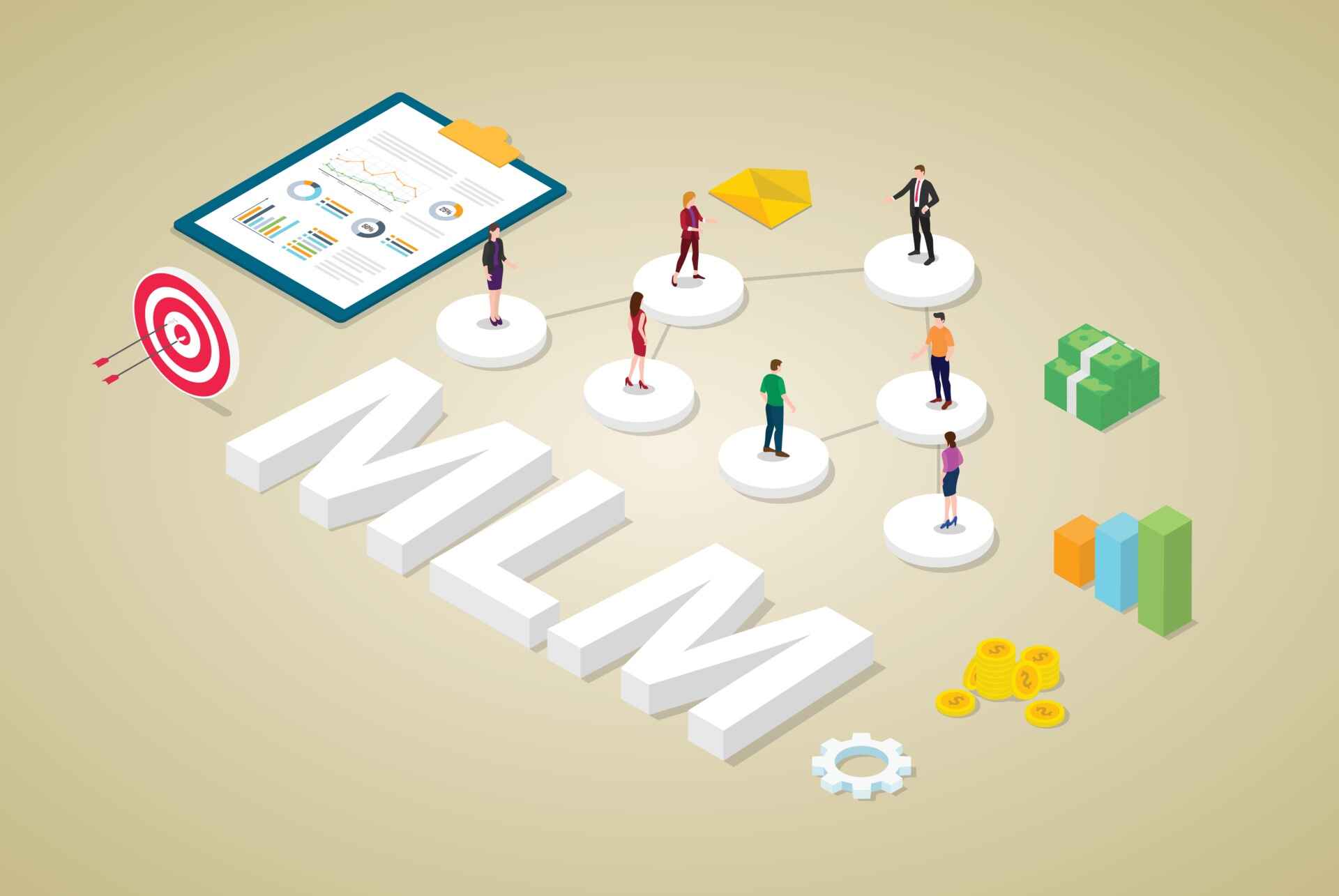 Diagram of an MLM system - The concept with team people.