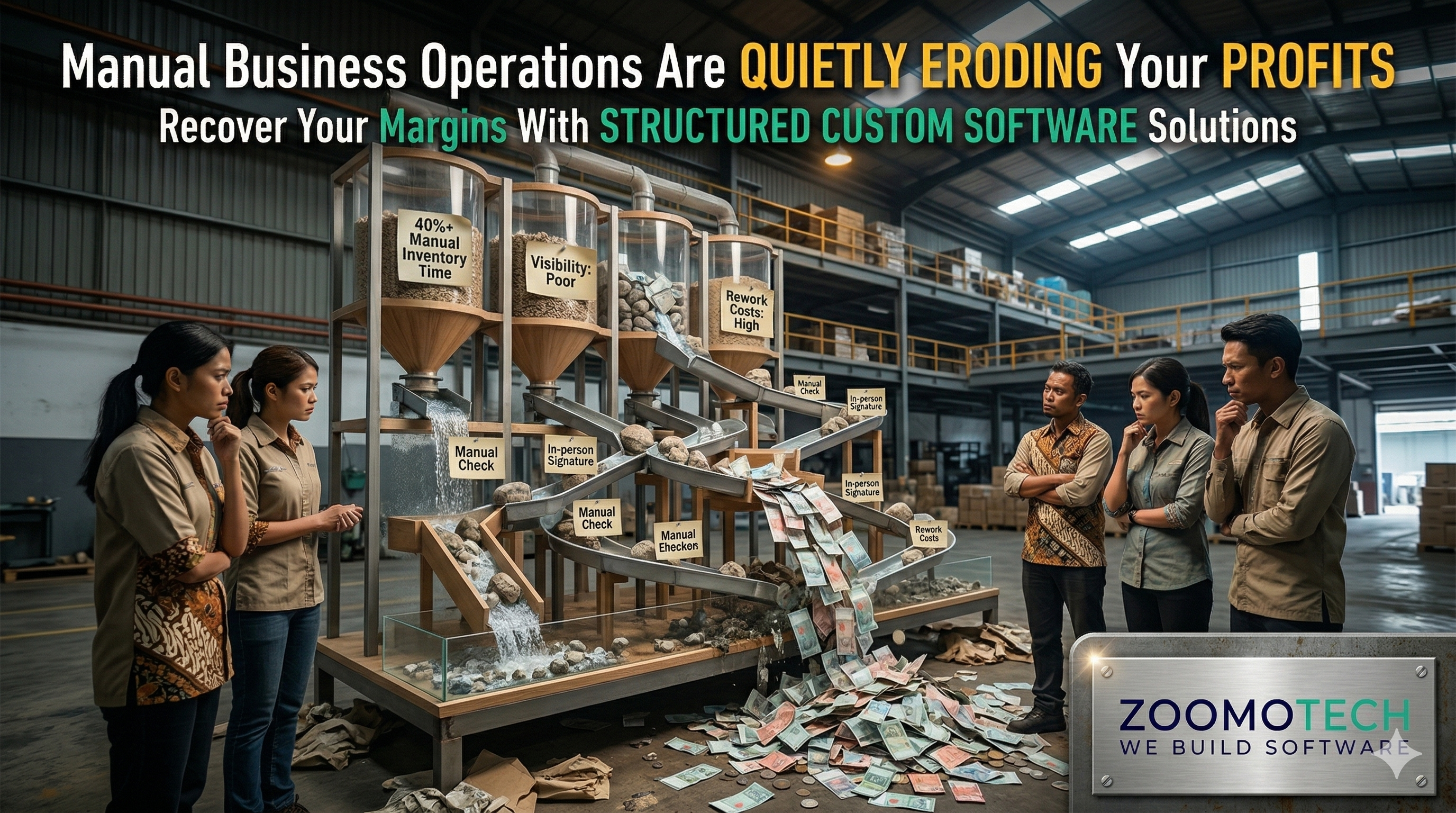 Factory workflow with manual checks and paperwork causing hidden operational cost in Malaysian SME manufacturing operations