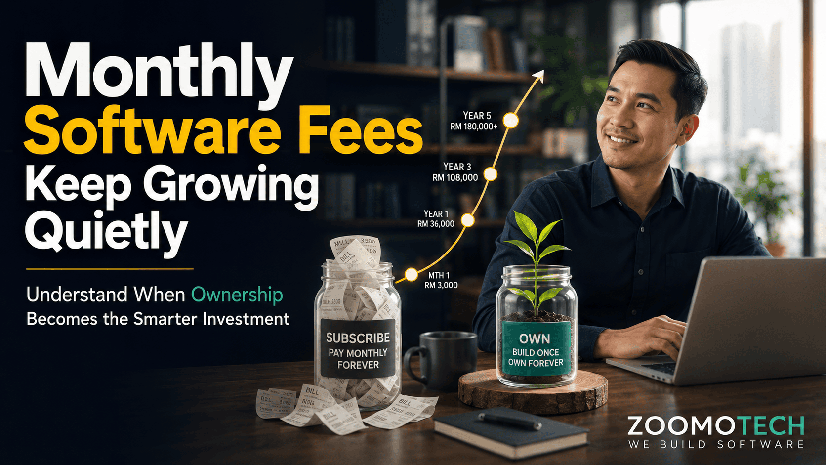 Monthly software subscription fees compared with owning custom software for Malaysian SME business growth and long-term investment decisions