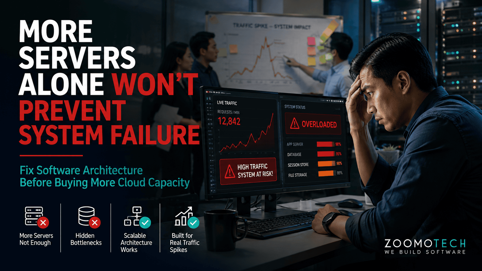 Malaysian SME IT system handling sudden traffic spikes with scalable system architecture and overloaded servers