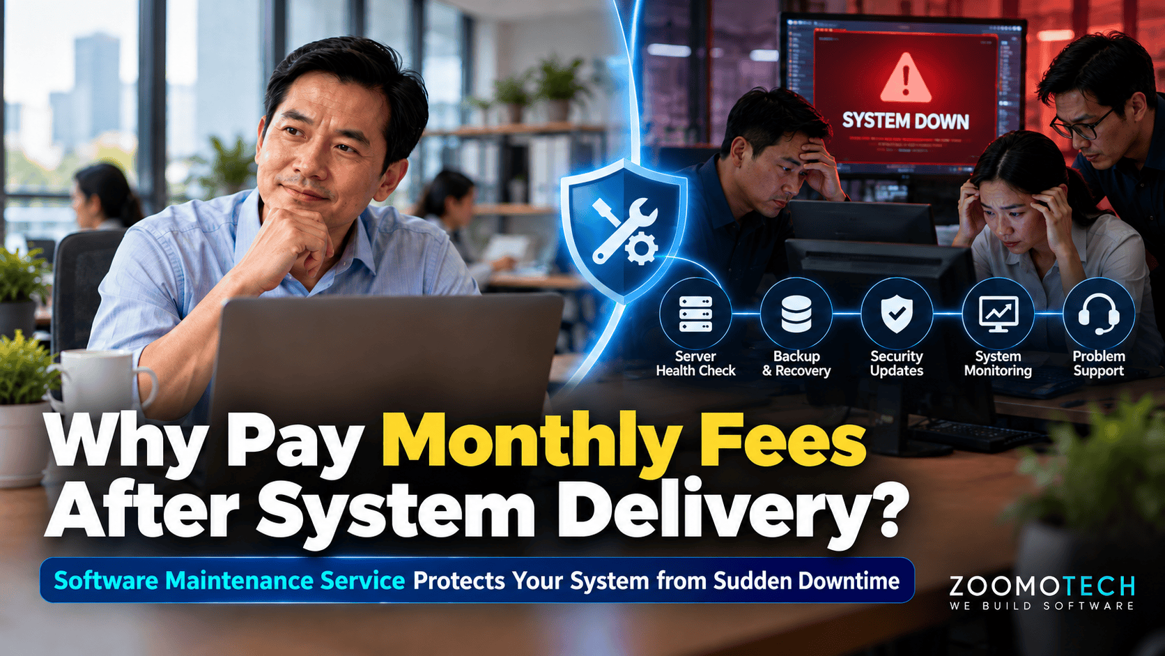 Malaysian SME business system maintenance with server checks, backup, security updates and downtime risk